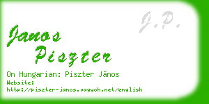 janos piszter business card